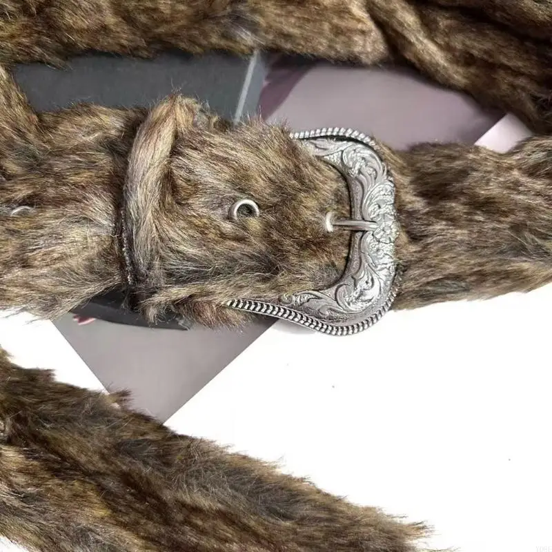 2000s فروي أفخم الشتاء حزام الإكسسوارات حزام للسترة الستر معطف قابل للتعديل حزام عريض للنساء المراهقات Y08E