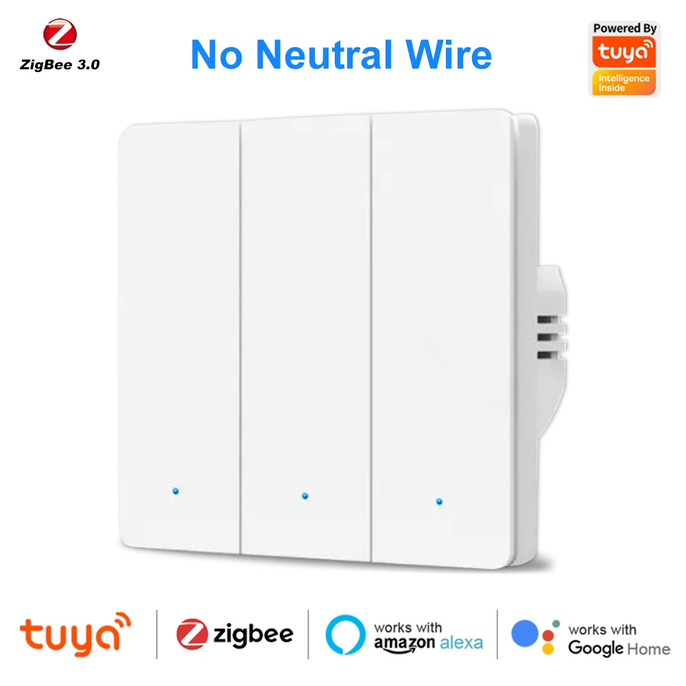 Tuya Zigbee 3.0 Smart Life Eu Drukknop Lichtschakelaar Geen Neutrale Draad Geen Condensator Nodig Ondersteuning Alexa Google Home Yandex Alice