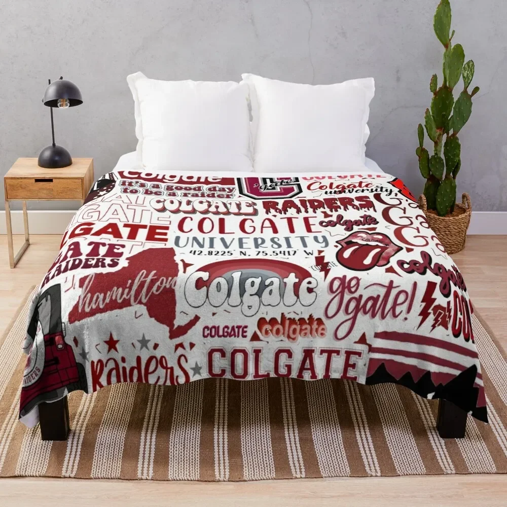 C O L G A T E Collage Design Throw Blanket Tourist Flannels Bed wednesday Blankets