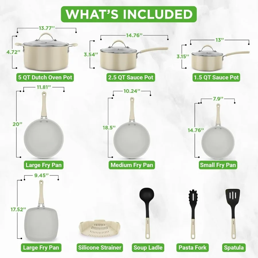 مجموعة أدوات خبز وأواني طهي غير لاصقة مكونة من 20 قطعة - أواني بما في ذلك الأواني ومقالي الخبز المصنوعة من الألومنيوم المتين والزجاج المقسى