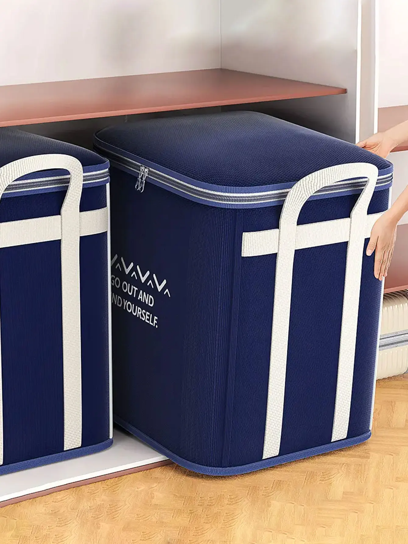 2er-Set saisonale Aufbewahrungstaschen für Bettdecken – große Kapazität, verdickte Umzugstasche für Bettdecken, feuchtigkeitsbeständige Kleidersortierbox – Detail 5