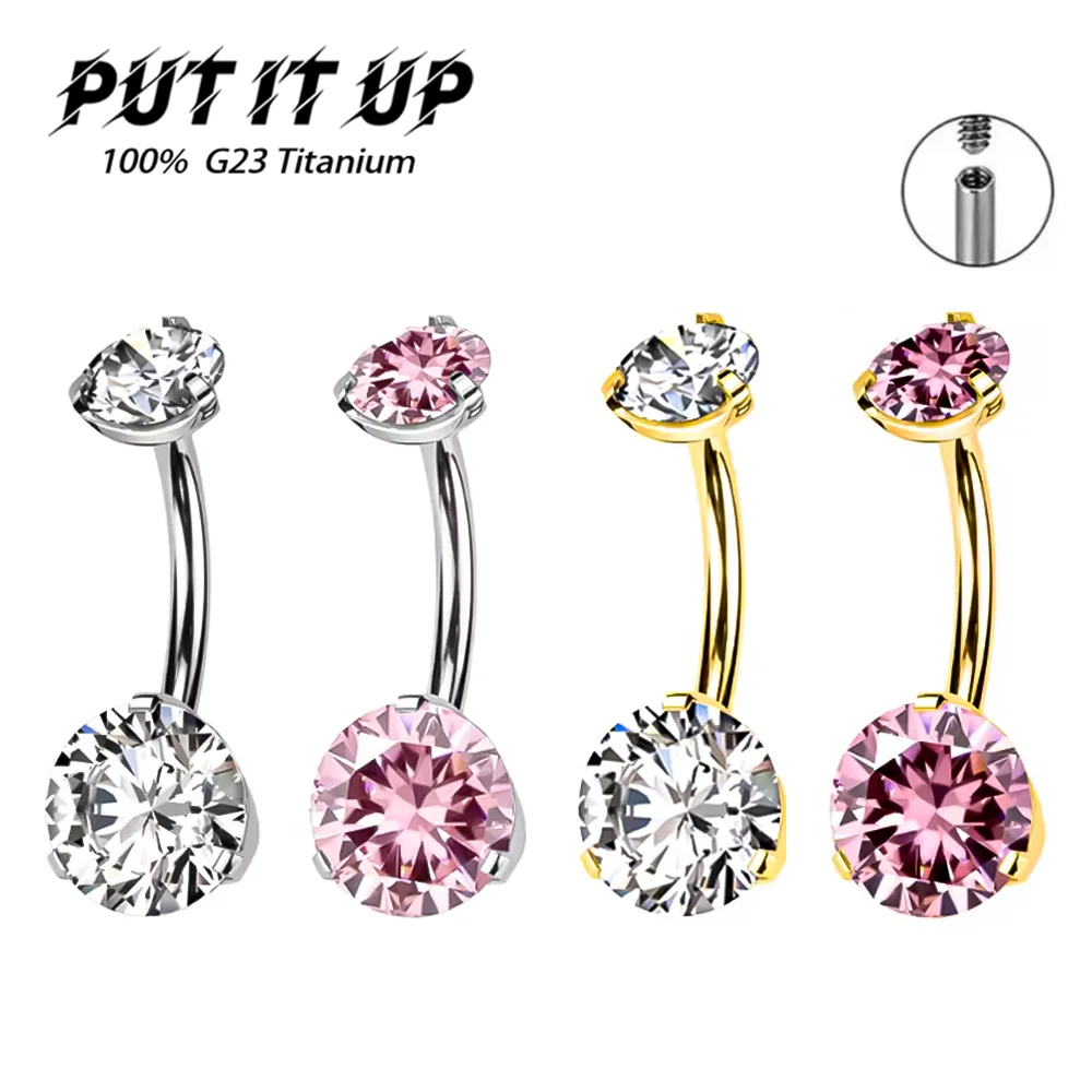 PUTITUP officiel ASTM F136 alliage de titane mode hypoallergénique zircone barre incurvée sensuelle nombril anneau 14G Piercing bijoux