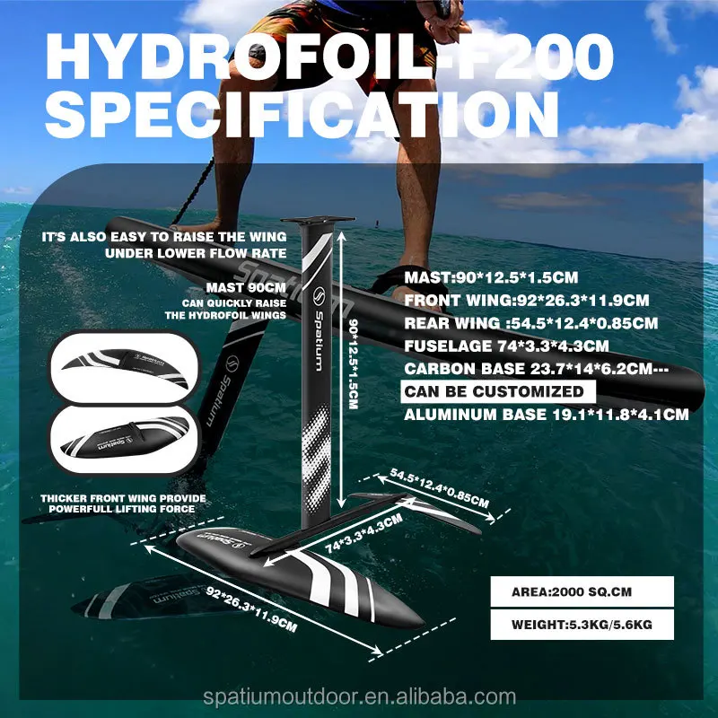 Spatium 2024 new product water sports hydrofoil board aluminum carbon wing foil board surfboard hydrofoil sale