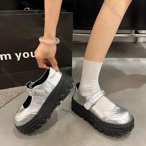 High Quality Fashion Retro Thick Bottom Mary Jane Shoes Chunky High Heeled Shallow Mouth Single Shoe Platform Sneakers for Women - Image 4