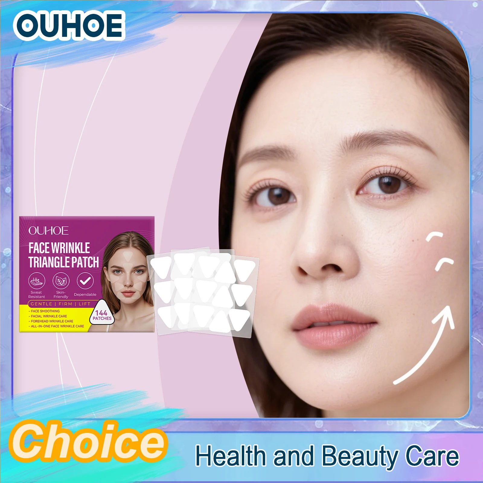 

OUHOE Tightening Face Stickers Wrinkle Forehead Removal Improve Aging Sagging Soft Smooth Tape V Lifting Firm Transparent Patch