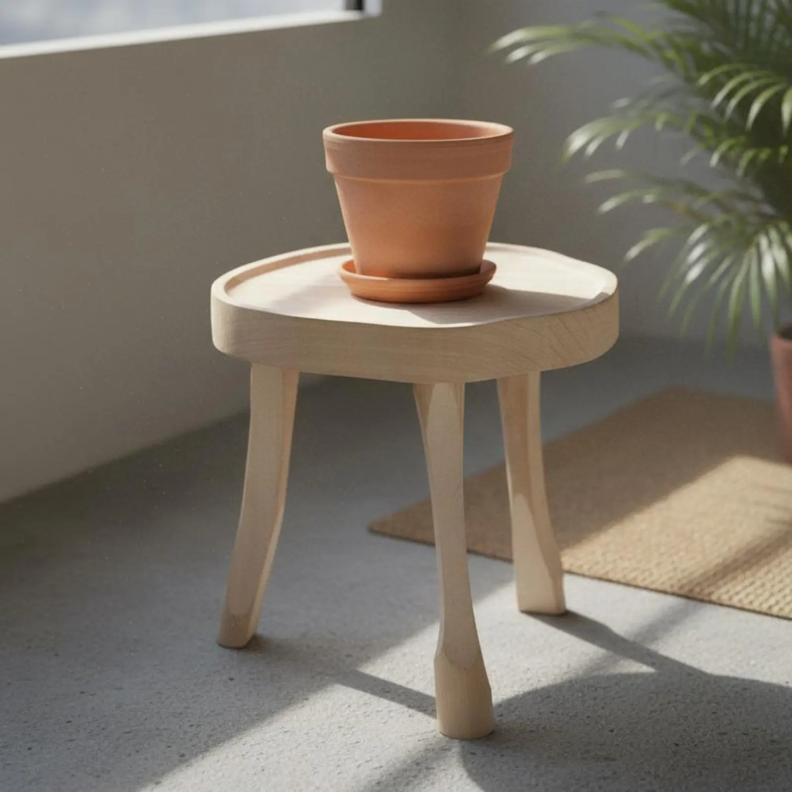 

Succulent Display Stand Rustic Design Mini Flower Stand Mini Round Wood Stool Eco-Friendly Home Decor Polished Surface