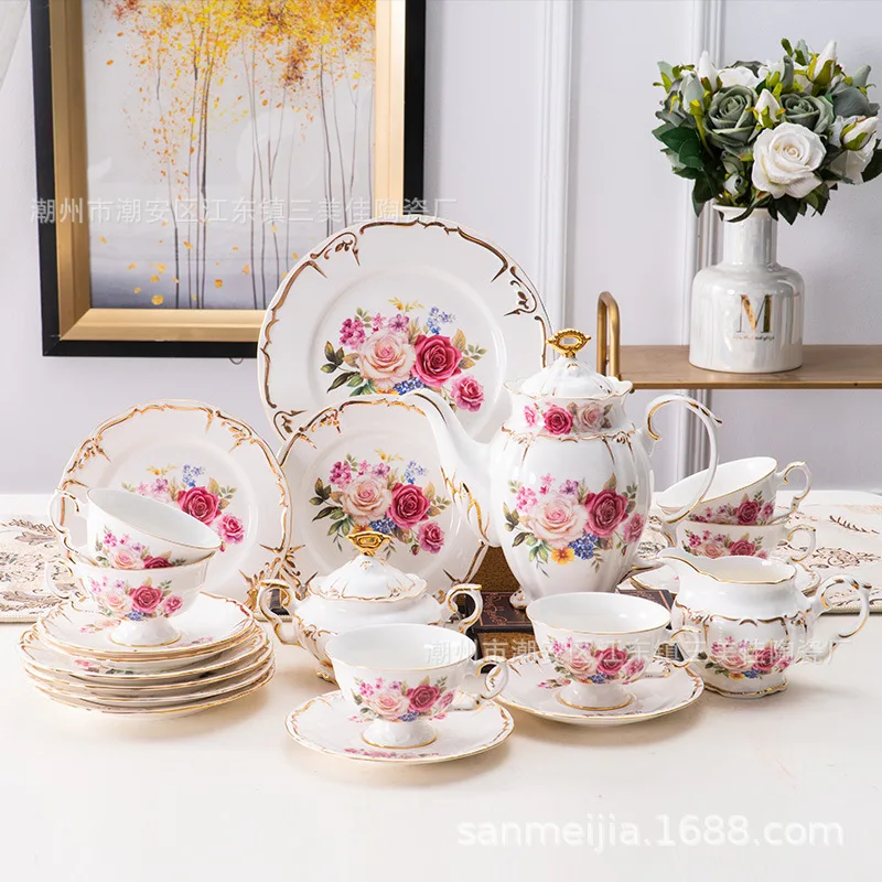 Ceramic coffee cups, saucers, hotel afternoon tea cups, saucers, gold embossed coffee cups