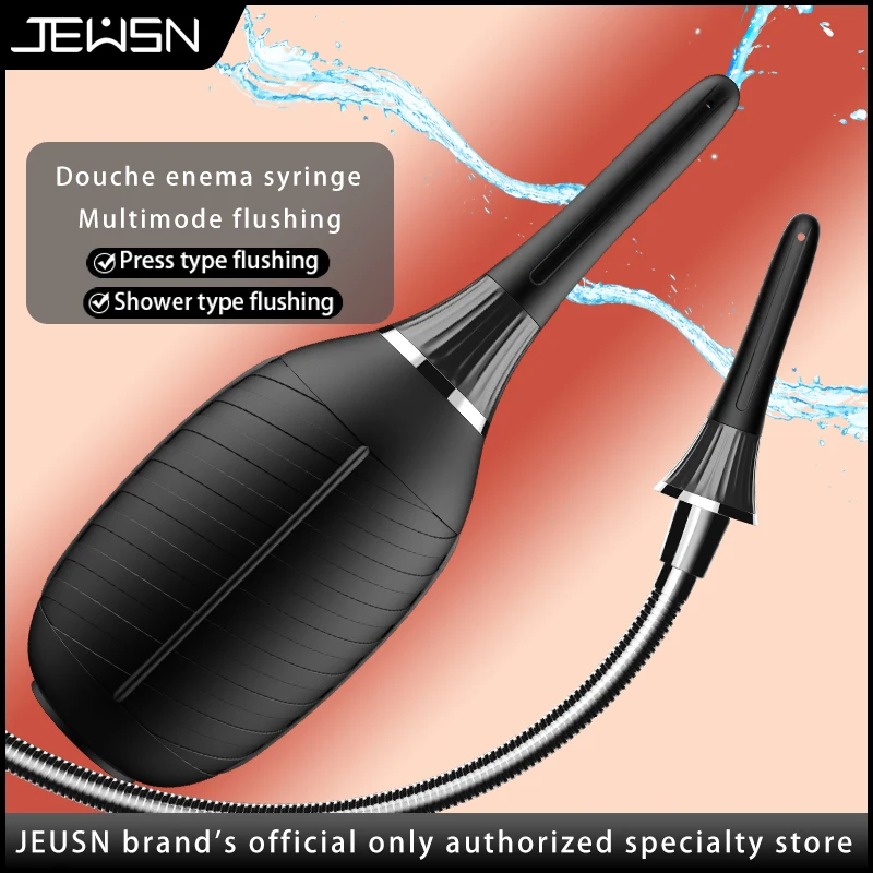 Jeusn Silicone douche enema syringe shower cleaning head anal beads butt plug attachment nozzle tip gay sex toy for man woman