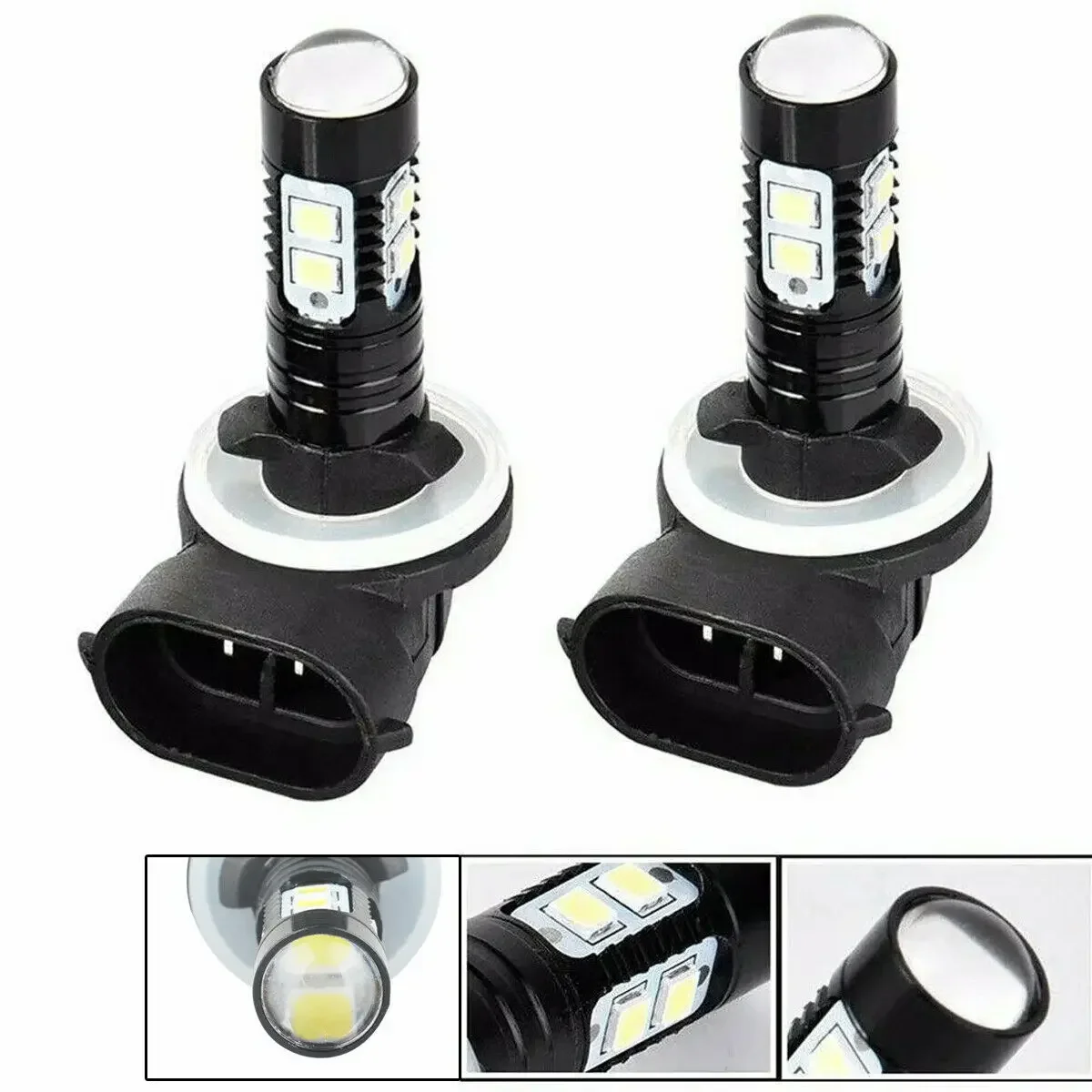 2x H27 LED Fog Lamps Light 881 880 White 6000K 50W High Power Auto Bulbs 1100LM Beam H1 H3 HeadLight 12V 24V