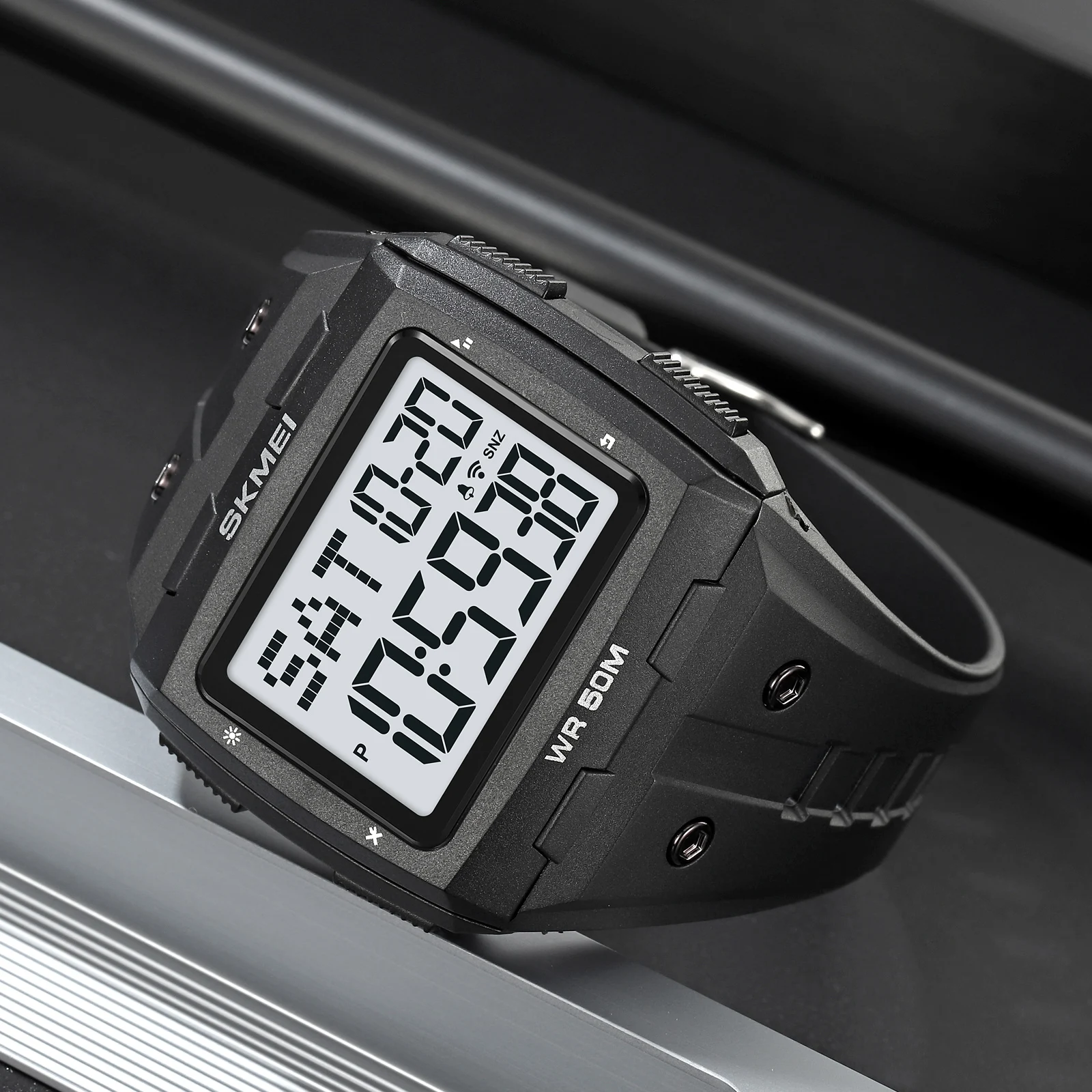 ساعة يد رقمية مقاومة للماء من SKMEI-Men ، ساعة توقيت بضوء خلفي ، ساعات رياضية للعد التنازلي للذكور ، ساعة منبه ، أو 5 بار