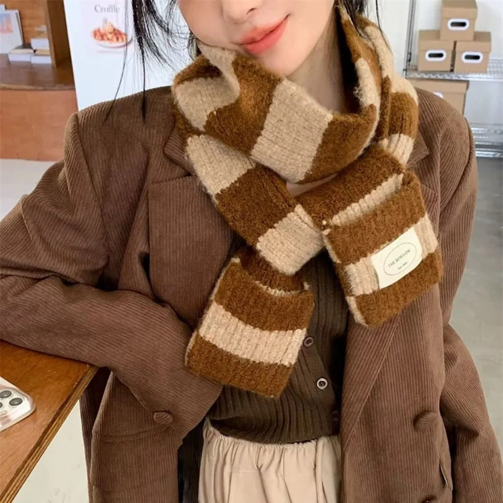Retro Warm Winter Scarf Soft Striped Long Scarves Korean Thin And Narrow Long Scarf Harajuku Y2K Fashion Knitted Long Scarves
