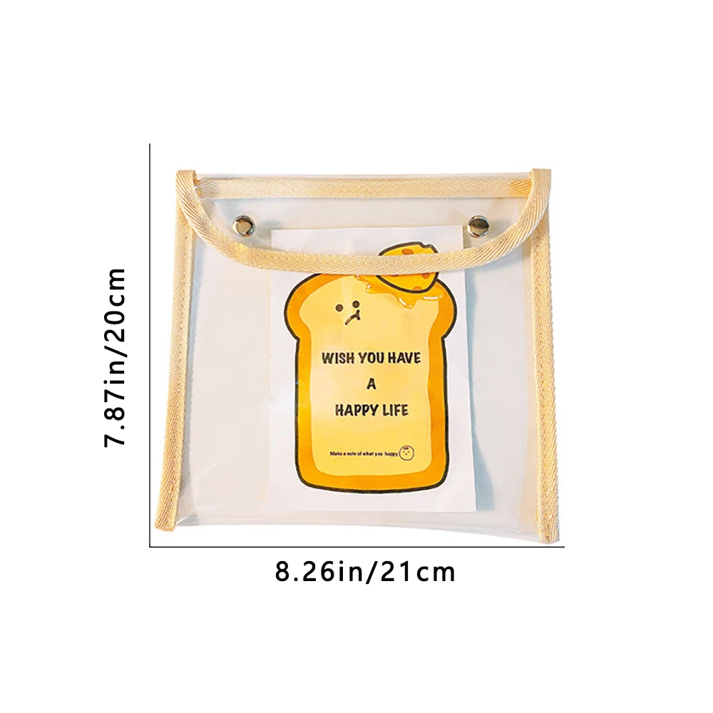 Japanese style snap on storage bag, simple transparent PVC makeup bag, student large capacity stationery storage bag