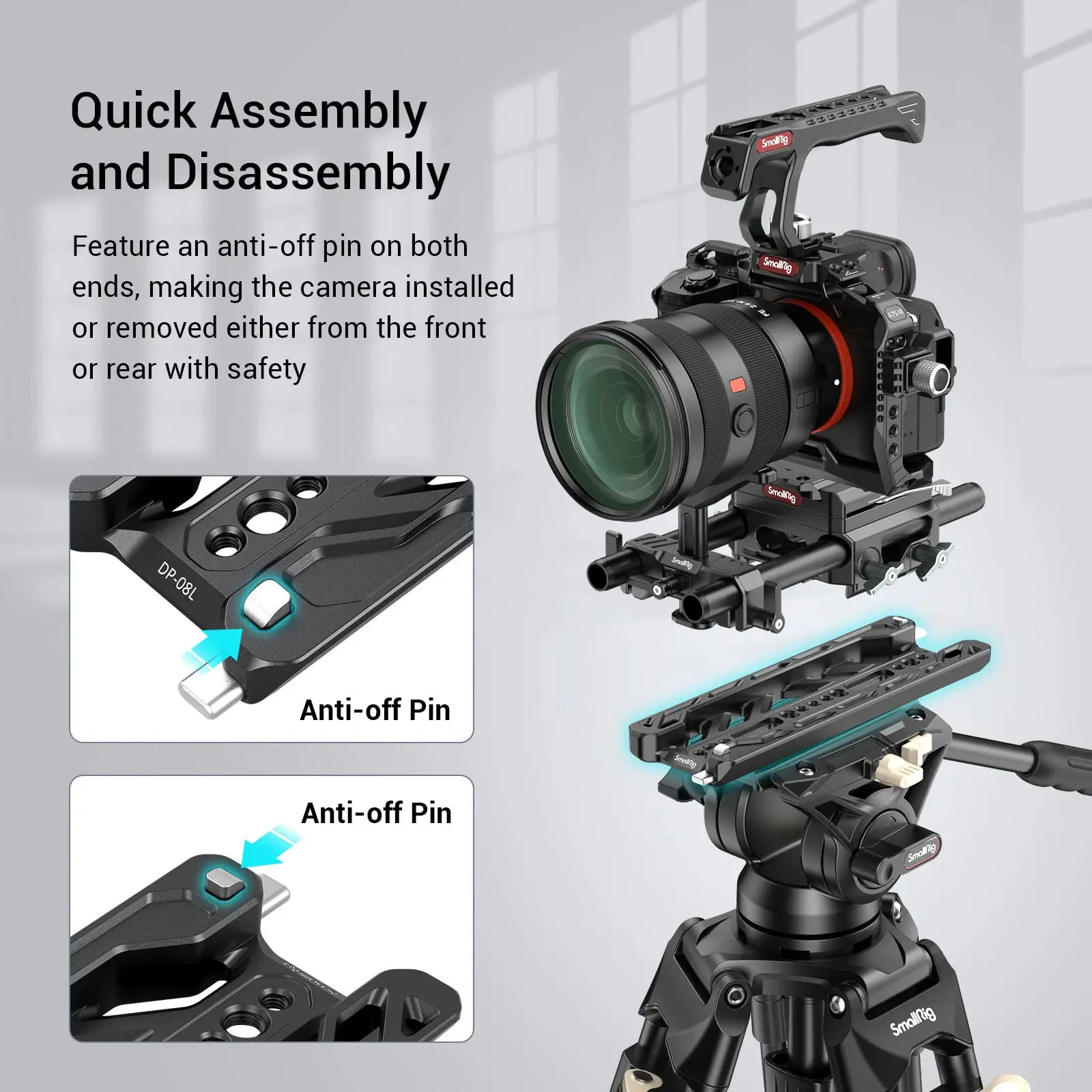 Imagem -03 - Smallrig Placa Encaixar Leve para Arri 12 Quick Release Baseplate com Múltiplas 20 e 816 Furo Roscado