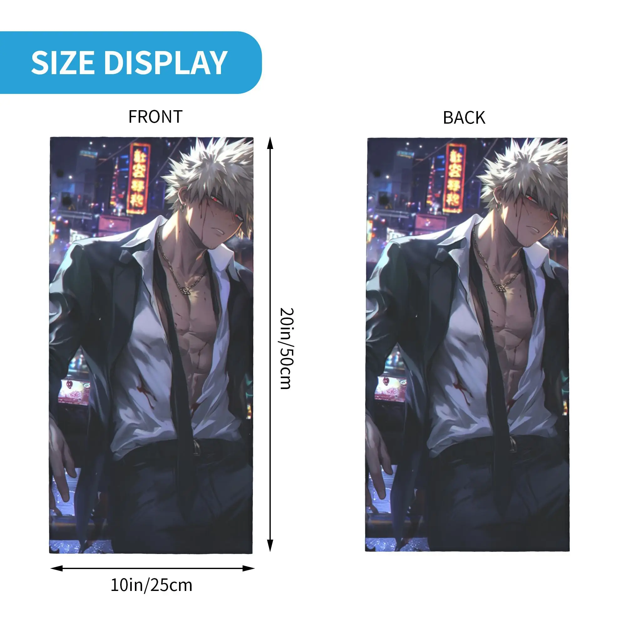 Bakugou Katsuki باندانا غطاء الرقبة قناع مطبوع وشاح قناع الوجه متعدد الوظائف الجري للجنسين الكبار يندبروف