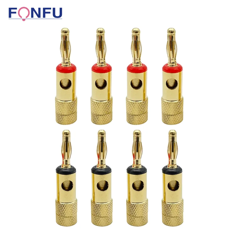 

8Pcs Banana Connector Speaker Plug Adapter Audio Banana Connectors for Speaker Wire Amplifiers Gold-plated Copper