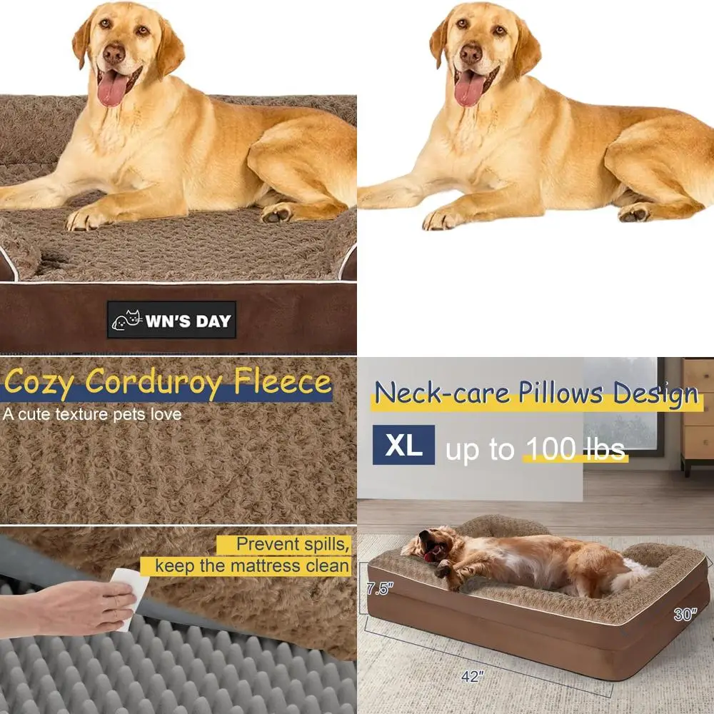

XL Washable Orthopedic Memory Foam Dog Bed for Large & Medium Breeds, Durable Removable Cover Pet Sofa, Waterproof Couch Bed (Br