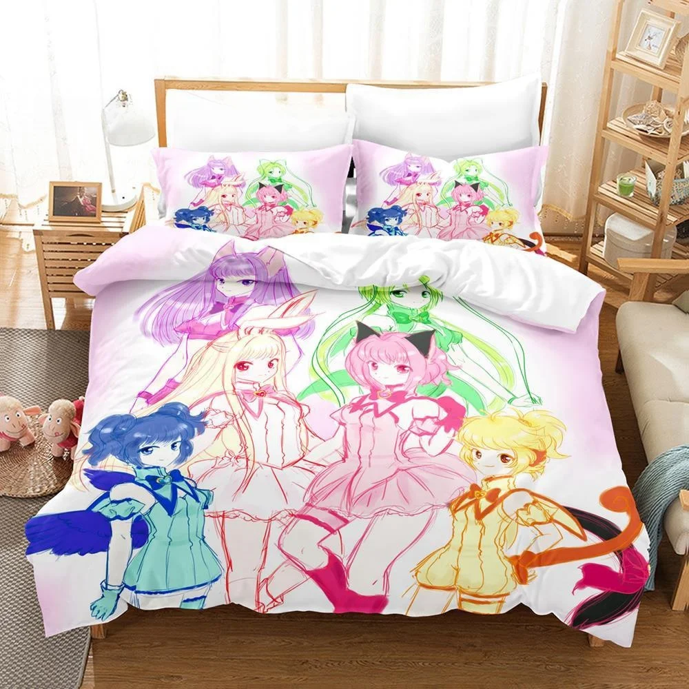 3D-Druck Anime Kawaii Mädchen Tokio Mew Mew Bettwäsche Set Single Twin Full Queen King Size Bett Set Erwachsenen Kind Schlafzimmer Bettdecke Sets