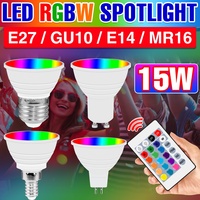 15W RGBW LED Light Bulb E27/E26 Colorful Spotlight GU10 Ceiling Lamp E14 IR Remote Control Dimmable MR16 For Home Party Decorate