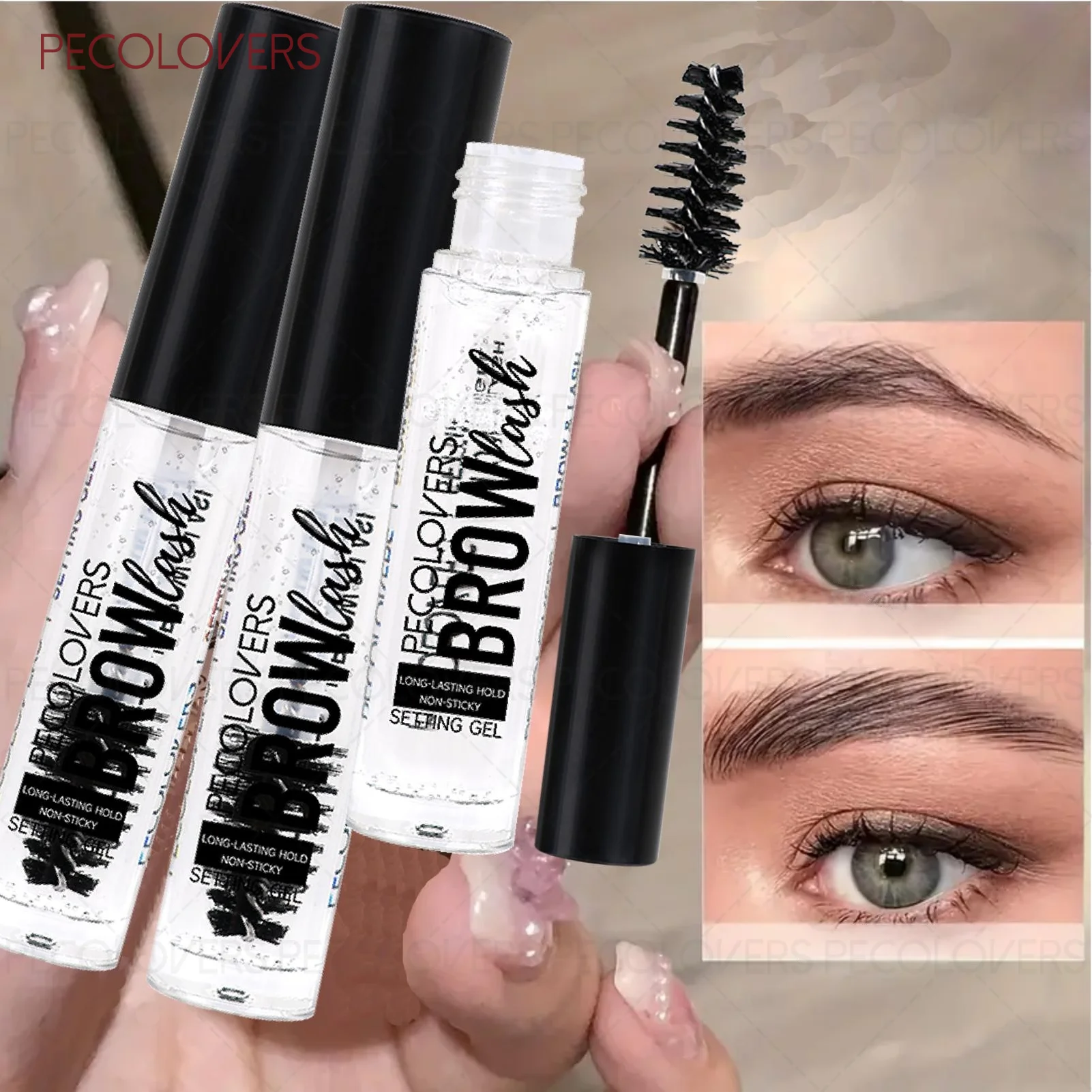 長持ちする防水眉毛スタイリングソープ、ブラシ付き透明眉毛ジェル、ナチュラル眉毛スタイル、クイックオンセットと乾燥