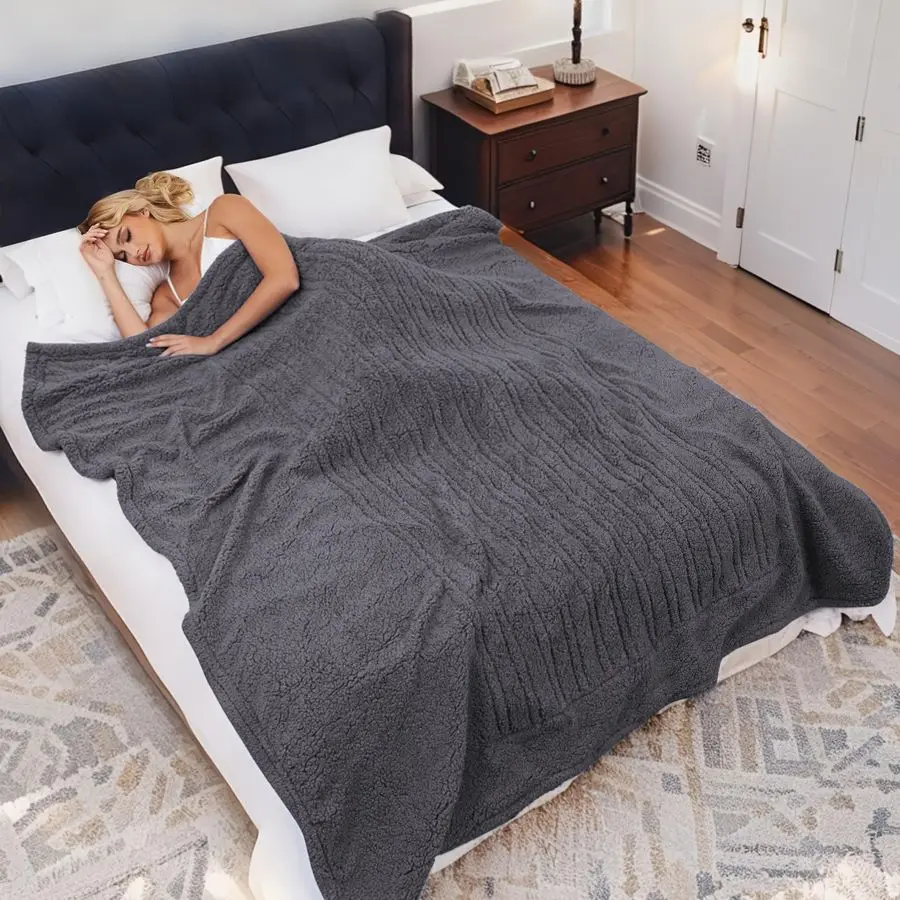 

Blanket Full Size Electric Blanket 72 x 84 with 5 Levels Heating amp 10Hs Auto Off, Silky Microplush Flannel amp Warm Sherpa Fab