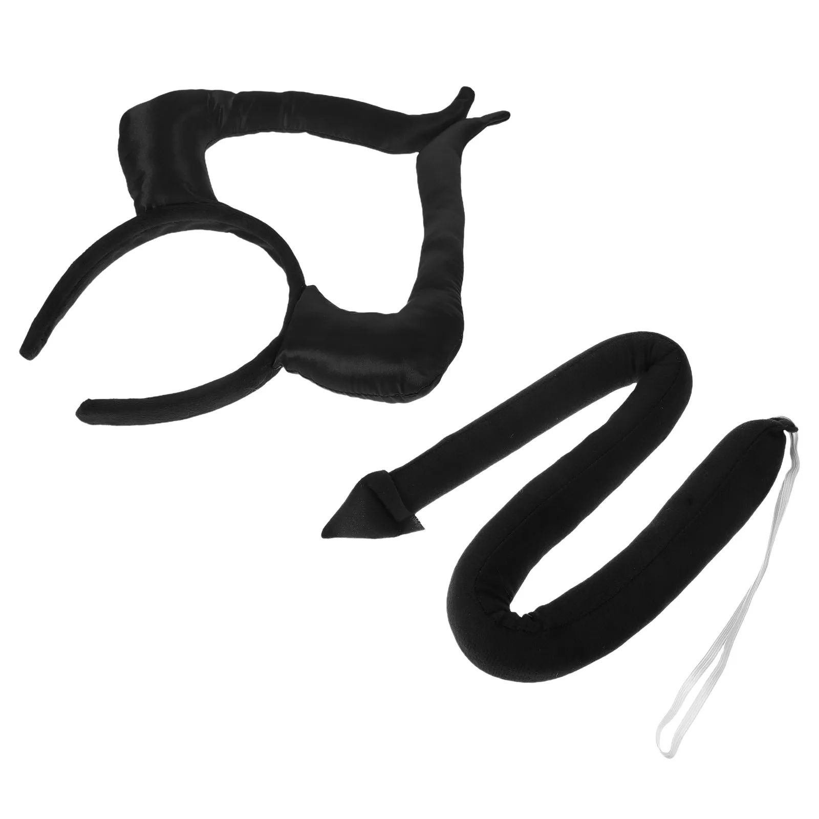 2Pcs Devil Horn Headband Tail Set Halloween Party Costume Accessories Adults Kids Cosplay Props Comfortable Halloween Hairband