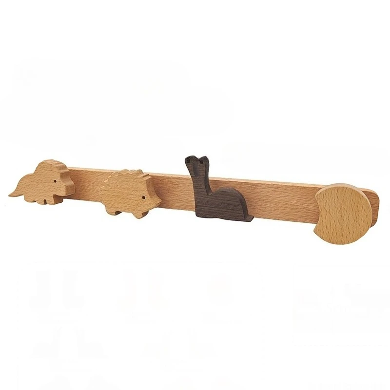 

Solid Wood Coat Rack Cute Hat Hook Hallway Wall Hanger Clothes Storage Wall Hanger Children Hangers Portable Bedroom Furniture