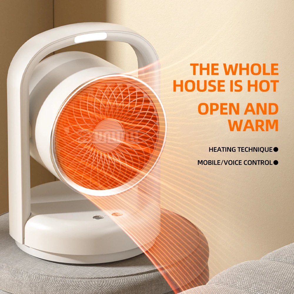 Small Shaking Head Energy-saving Heating Fan Portable Indoor Fast Heating Fan with 2 modes adjustable