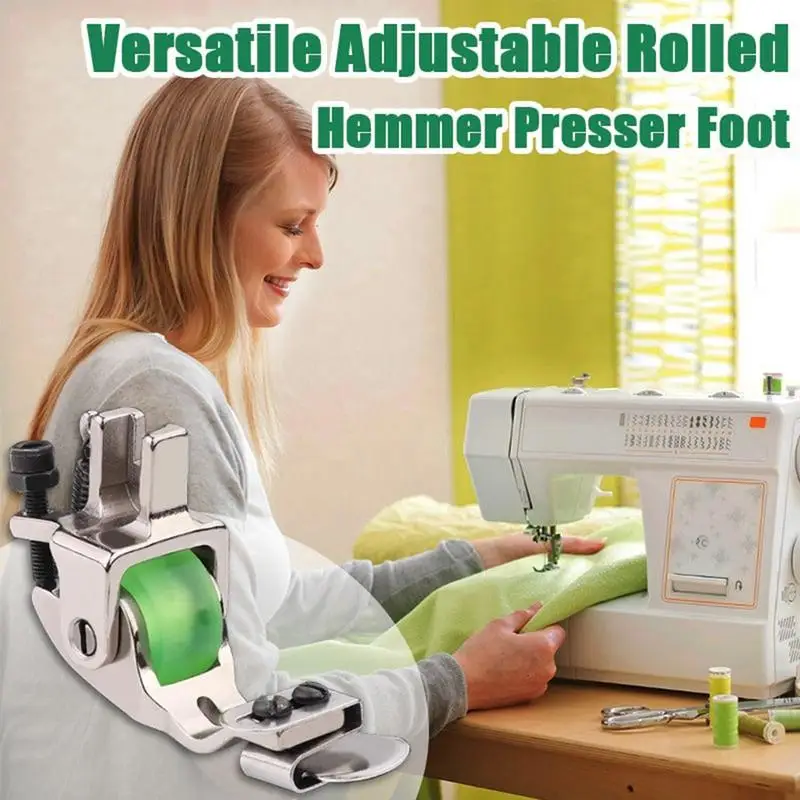 

Hem Foot For Sewing Machine Rubber Wheel Roller Presser Sewing Foot Sewing Machine Attachments Sewing Rolled Hemmer Foot Zipper