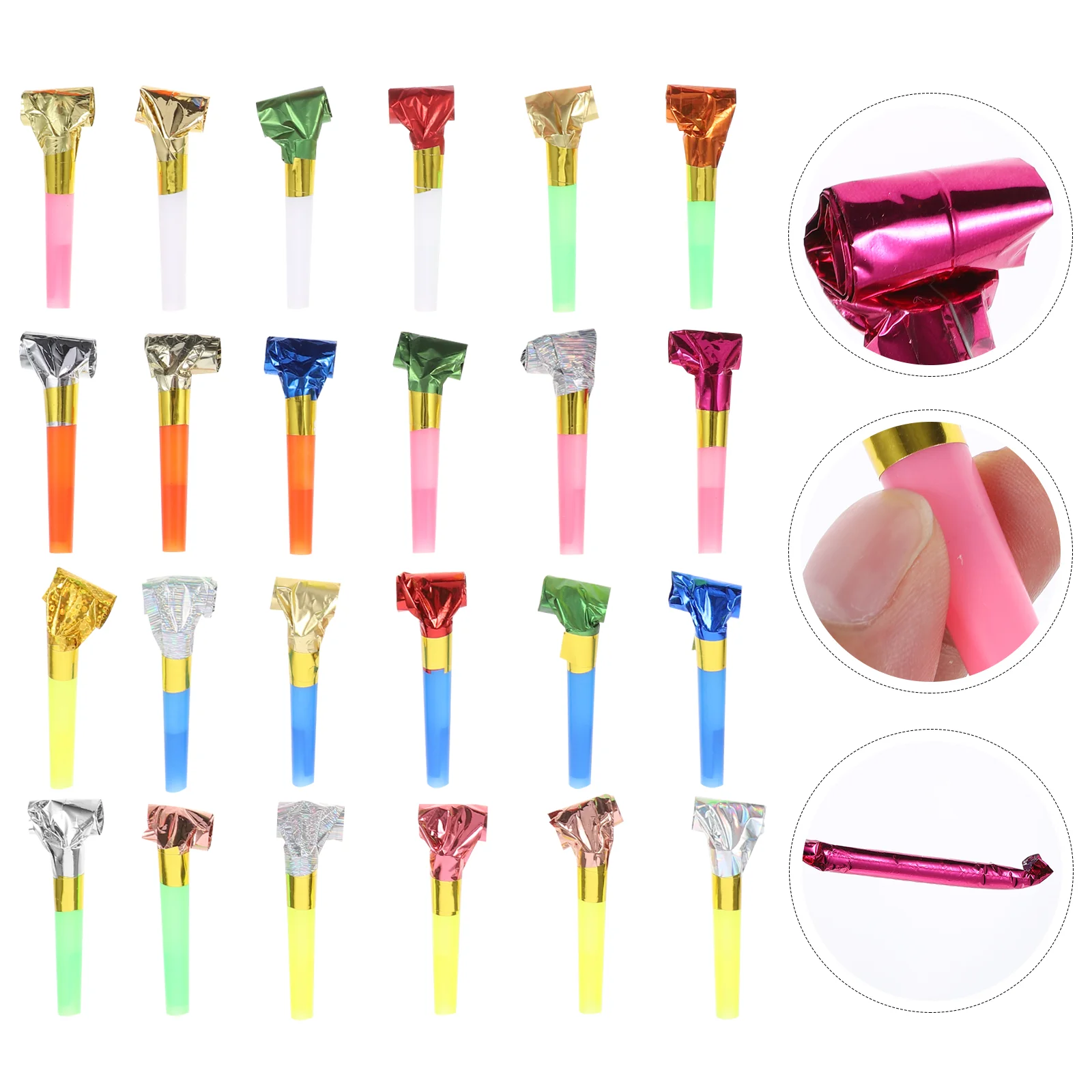 

110 Pcs Birthday Whistles Hand Clapper Party Noisemaker Blower Blowout Paper Football Blowouts for Kids