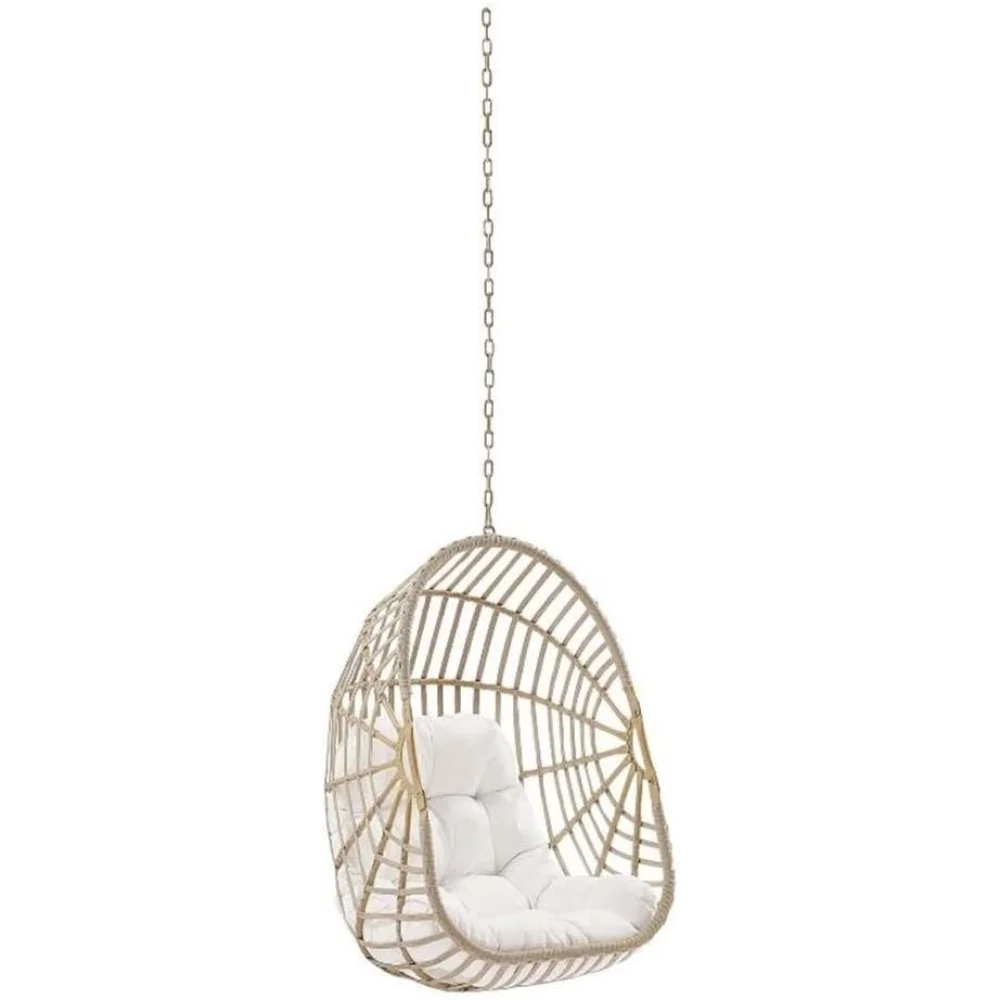 

Amalie Rattan Outdoor Patio Swing Chair Without Stand in Natural/White