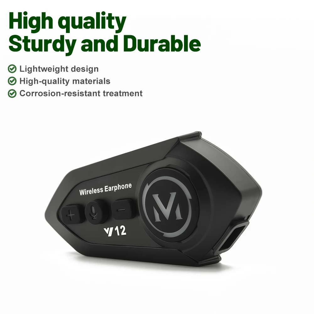 Y12 Dual Mic Motorcycle Helmet Bluetooth Intercom Distance 500M Voice Assistant Multi-scene Mixing Music Sharing Waterproof
