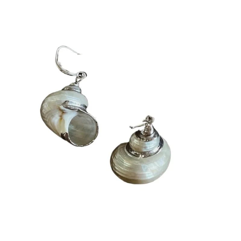 

Серьги с натуральной раковиной «Морской бриз», суперфея, французское ретро-серебро 925, светлая роскошная ниша высокого класса
