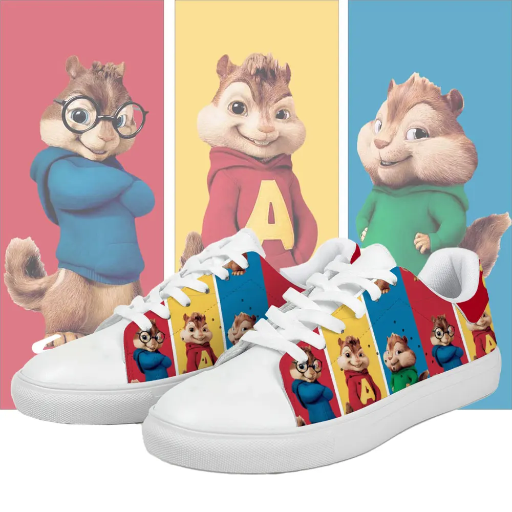 Hot Alvin and The Chipmunks Custom Printed Sneakers Fashion Unisex Casual Sportswear Men's Women Force Sneaker POD Casual Shoes