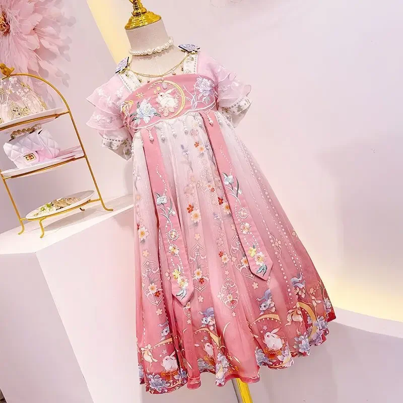 Chinese hanfu dress girls New Year costume children Carnival Flower Fairy cosplay costume Hanfu dance costume for Kids Girls 15t