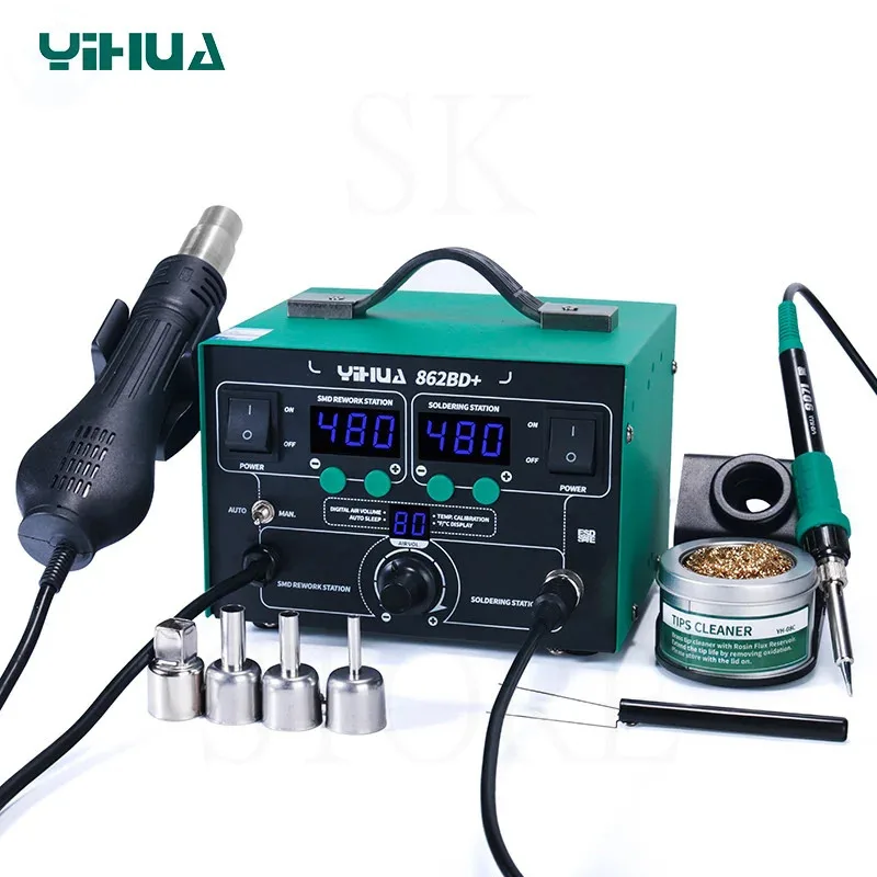 YIHUA 862BD+ Soldering Iron Hot Air Soldering Station DIY Digital Rework Station Phone Repair BGA SMD Welding Station