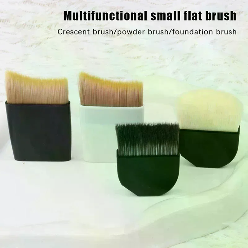1 Pcs Ultra-Thin One-Line Foundation Brush Crescent-Shaped Mask Brush Short Handle Fluffy Soft Bristle Professional Beauty Tool