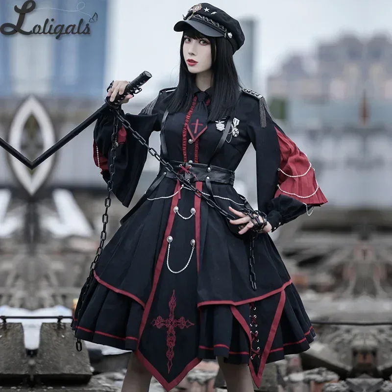 Officier militaire ~ Uniforme militaire gothique Robe Lolita vintage à manches longues Ensemble complet par YLF
