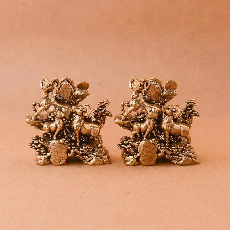 San Yang Kai Tai Ornamente ziehen Reichtum an, Heim- und Schreibtisch-Tee-Tier-Ornamente, Feng Shui, Glücksbringer für Heim- und Bürodekoration, Geschenke – Detail 2