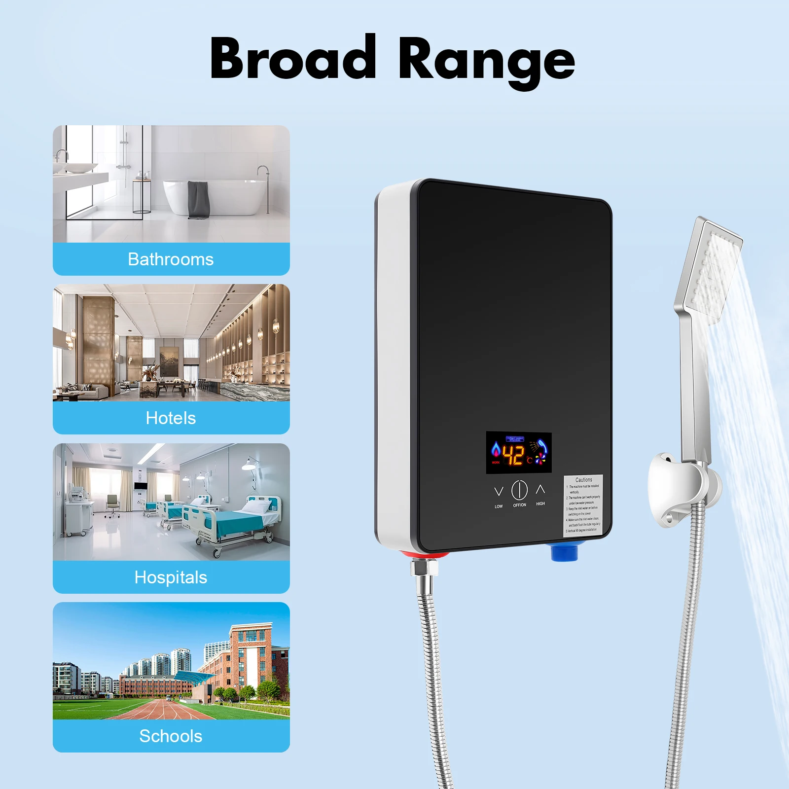 

Электрический проточный водонагреватель 6500 Вт, 220 В, мгновенный электрический водонагреватель, настенный для кухни, ванной комнаты, черный/красный