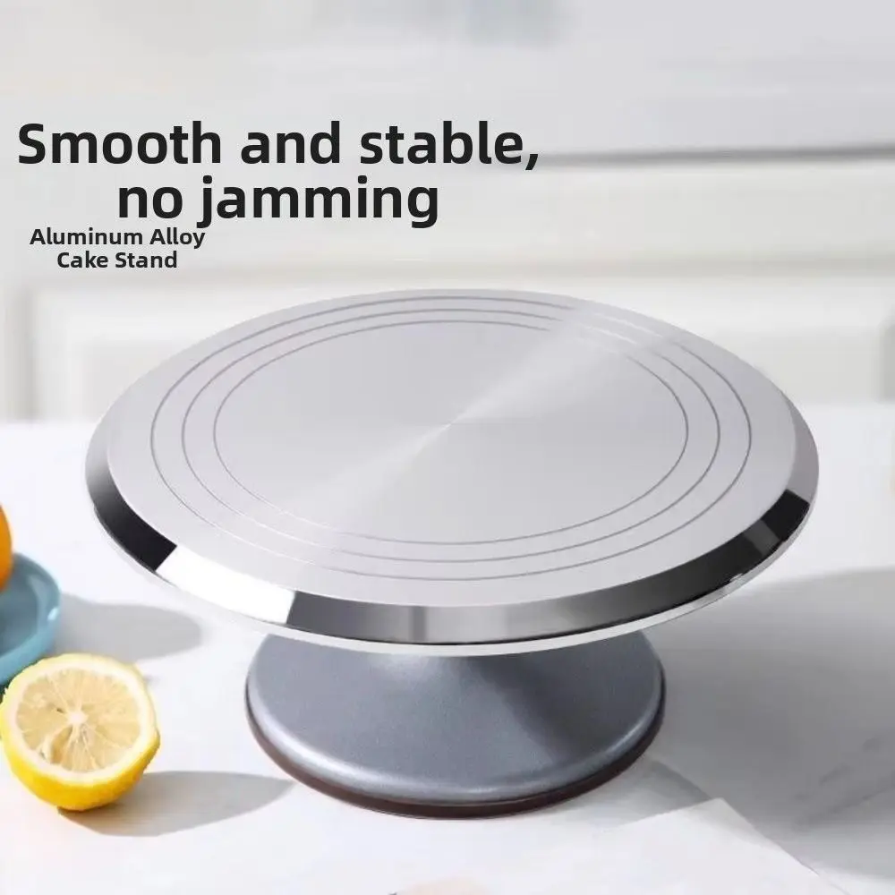

Aluminum Alloy Cake Turntable Non Slip Smooth Rotation Cake Decorating Holder Silicone Bottom Heavy Duty Revolving Dessert Stand