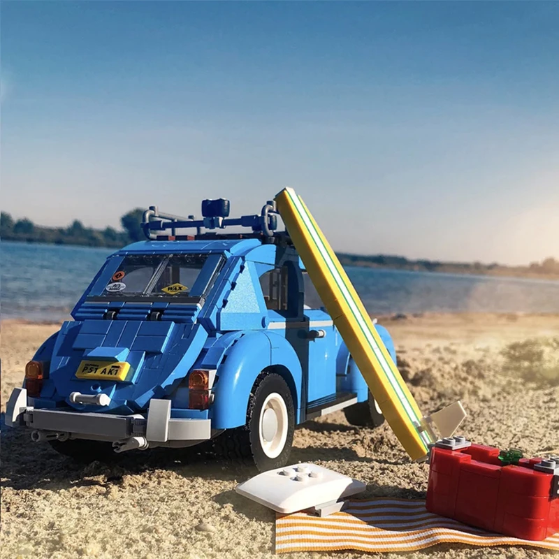 1167PCS Technical Blue Beetle Camper Car Building Blocks Model Creative Vehicle MOC 10252 Set Toys Bricks For Kids Adults Gifts