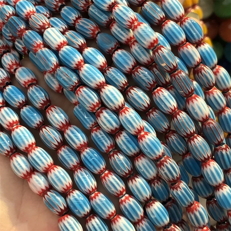 12x8mm Nepal Style Colorful Lampwork Beads Oval Shape Bead Diy Loose Beads for Jewelry Making Handmade Bracelet Accessorie1Strip