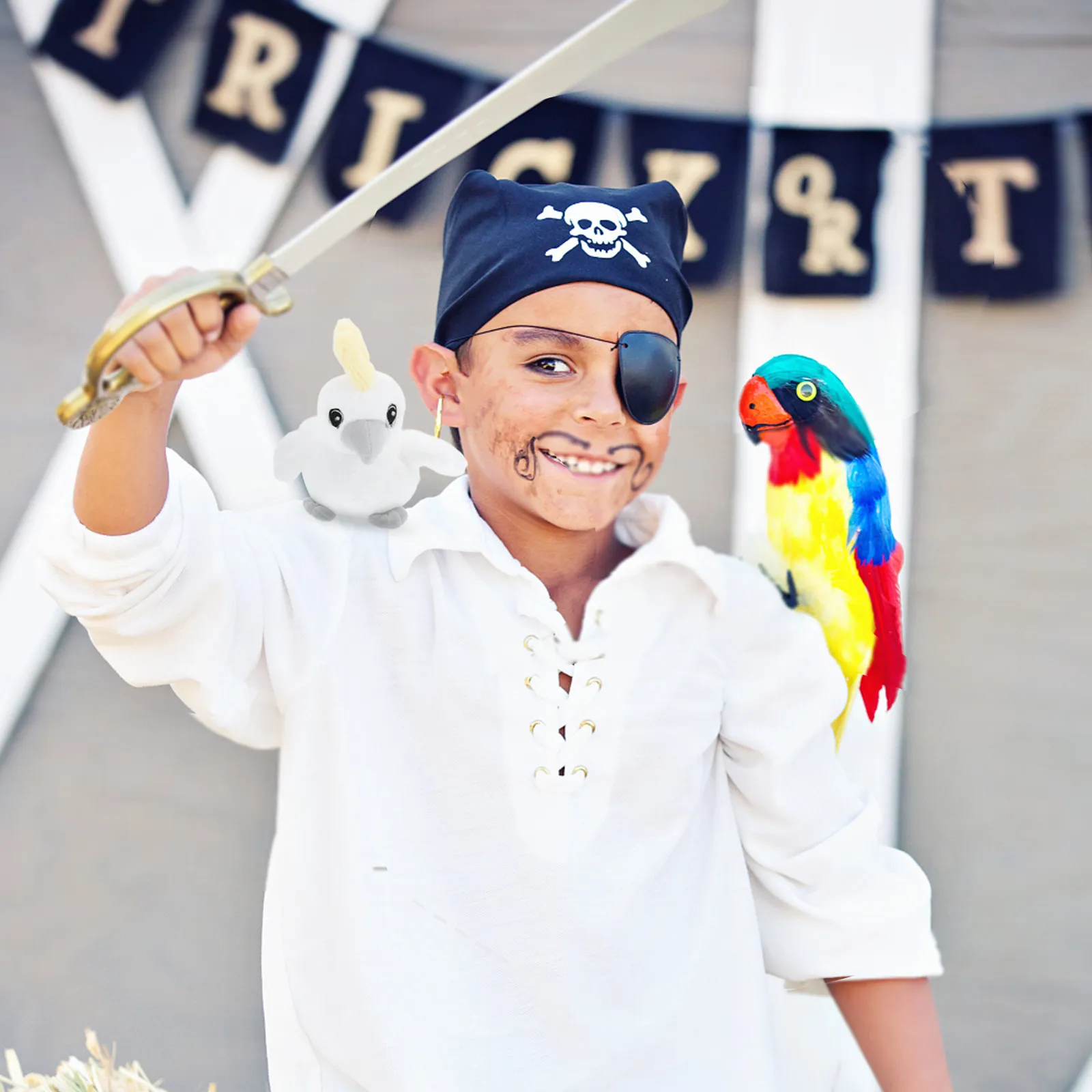 

Мягкая игрушка-попугай в костюме пирата, аксессуар для костюма животного, для Хэллоуина, косплея, вечеринок и фестивалей