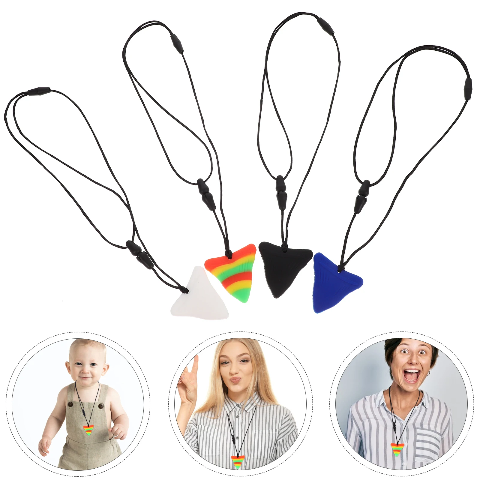 

4pcs Necklace Sensory Stimulation Molar Pendants Oral Motor Skills Baby Teething Toys Chewing Pendants Molar Aids