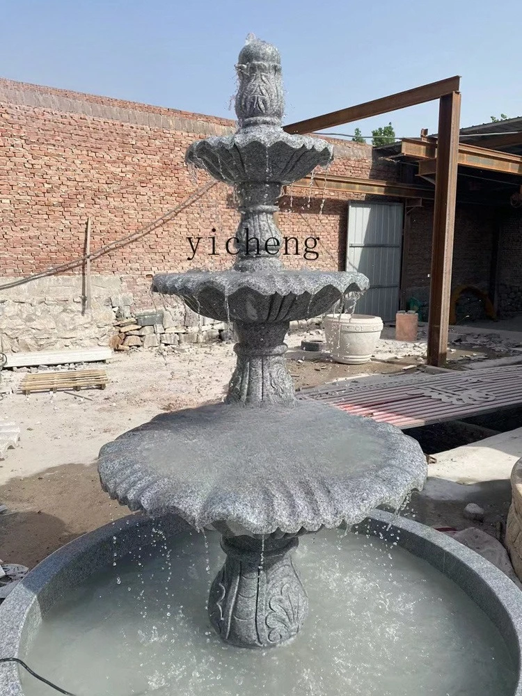 X8  large outdoor courtyard rockery fish pond water garden marble fountain sculpture