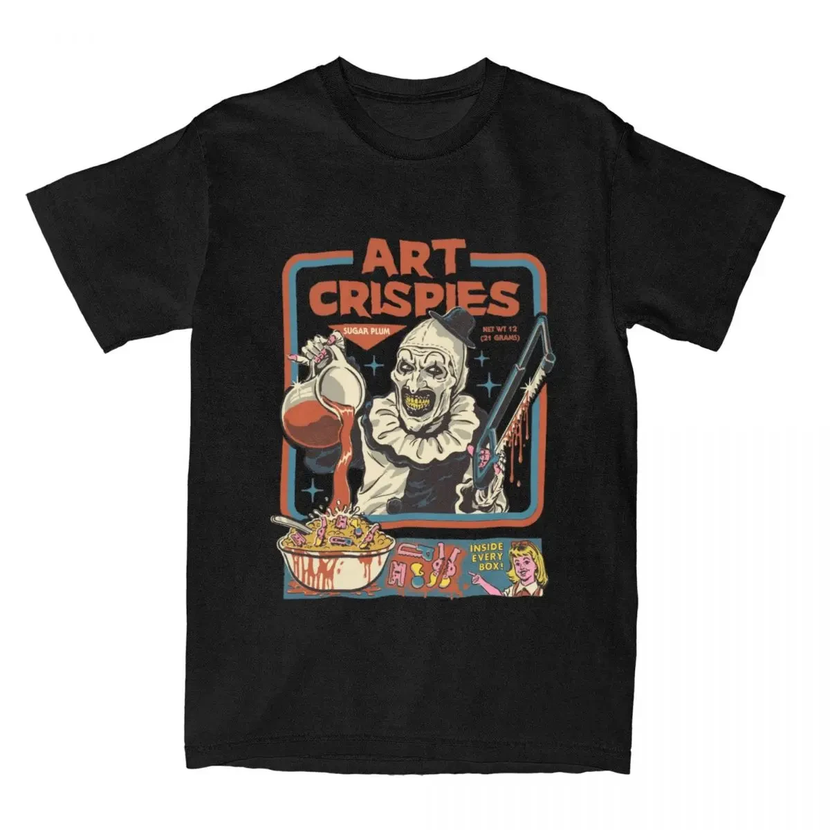 Art Crispies Terrifier Clown Shirt Apparel Men Women's Pure Cotton Fashion Retro Horror Tee Shirt Clothes Graphic Printing 01336