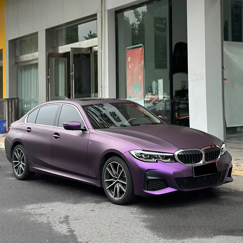 PET Ultra Matte Ghost Black Purple Metallic Car Vinyl Wrap Film With Air Release Self Adhesive DIY Motorcycle Sticker Decal