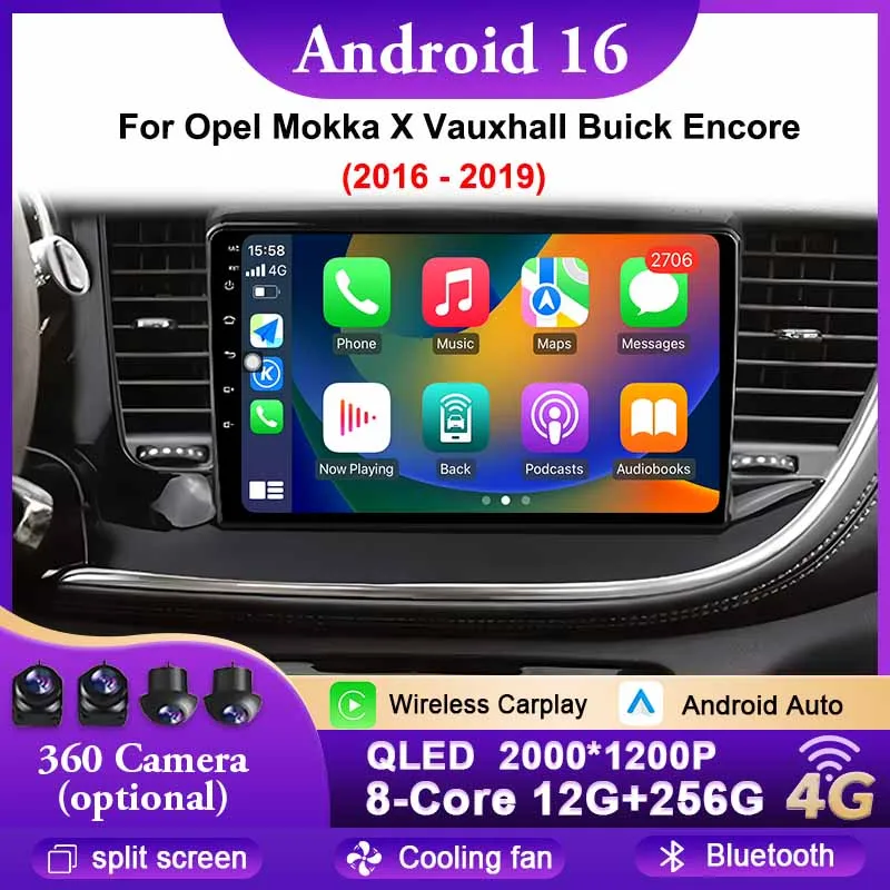 

Android 16 Carplay Auto для Opel Mokka X Vauxhall Buick Encore 2016-2019 Автомобильный радиоприемник Стерео Мультимедийный плеер GPS-навигация BT