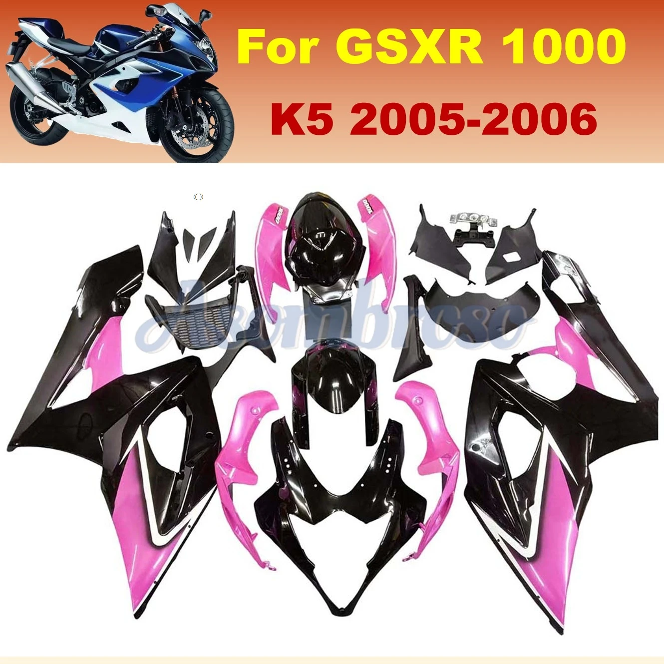 Fairings For SUZUKI 2005 2006 GSXR1000 K5 GSX-R1000 05 06 Pink Black ABS Injection Body Panels