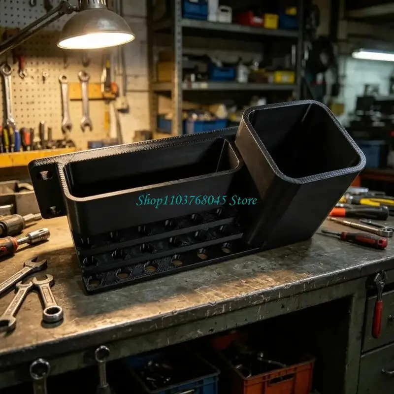 R53F Pegboard Tool Box, Drill Bit Storage Holder with Screw Mount Holes for Repair Benches Organization Setup